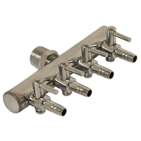 4 way steel manifold 18mm inlet